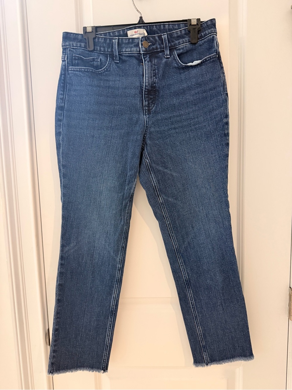 Women’s Dark Blue Cropped Straight-Leg Jeans
